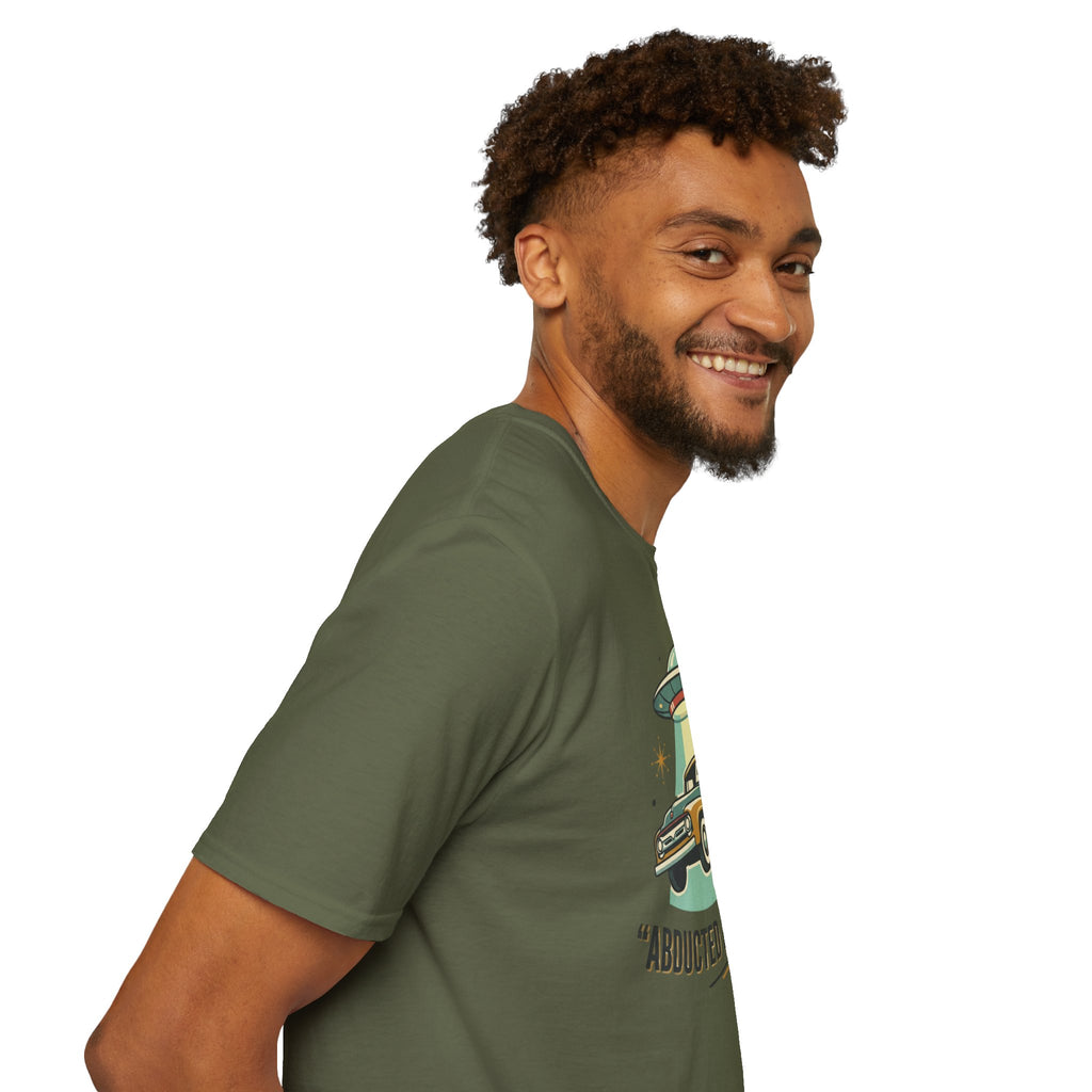 Abducted Adventures T-Shirt — Retro UFO Truck Graphic Tee
