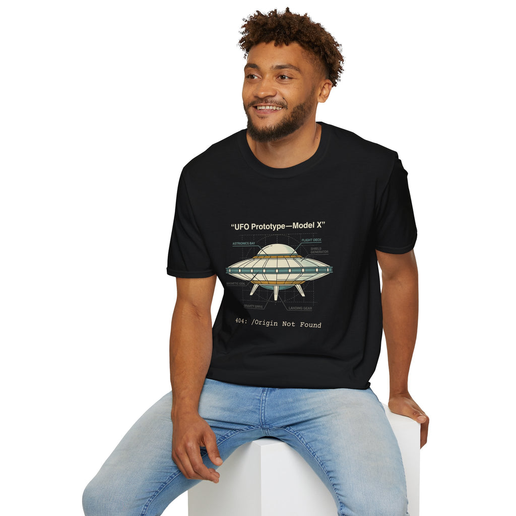 UFO Diagram Technical T-Shirt — Retro Schematic Alien Spaceship Tee
