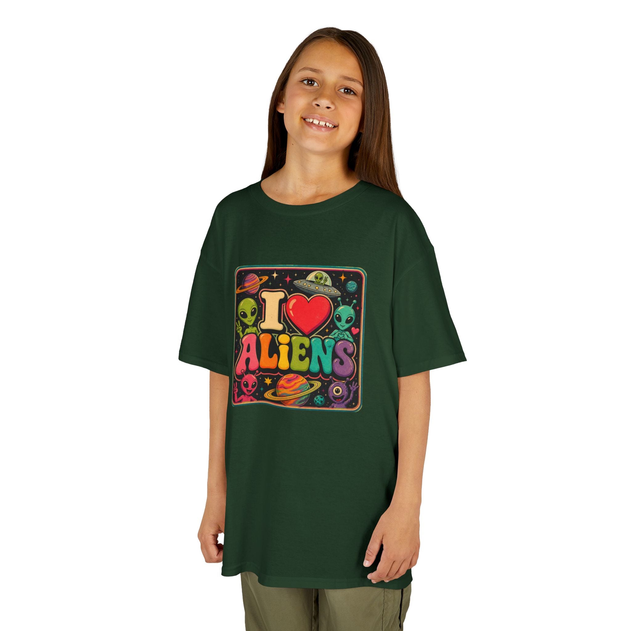 Kids "I  Aliens" Tee — Cute Neon Alien Graphic Shirt for Kids