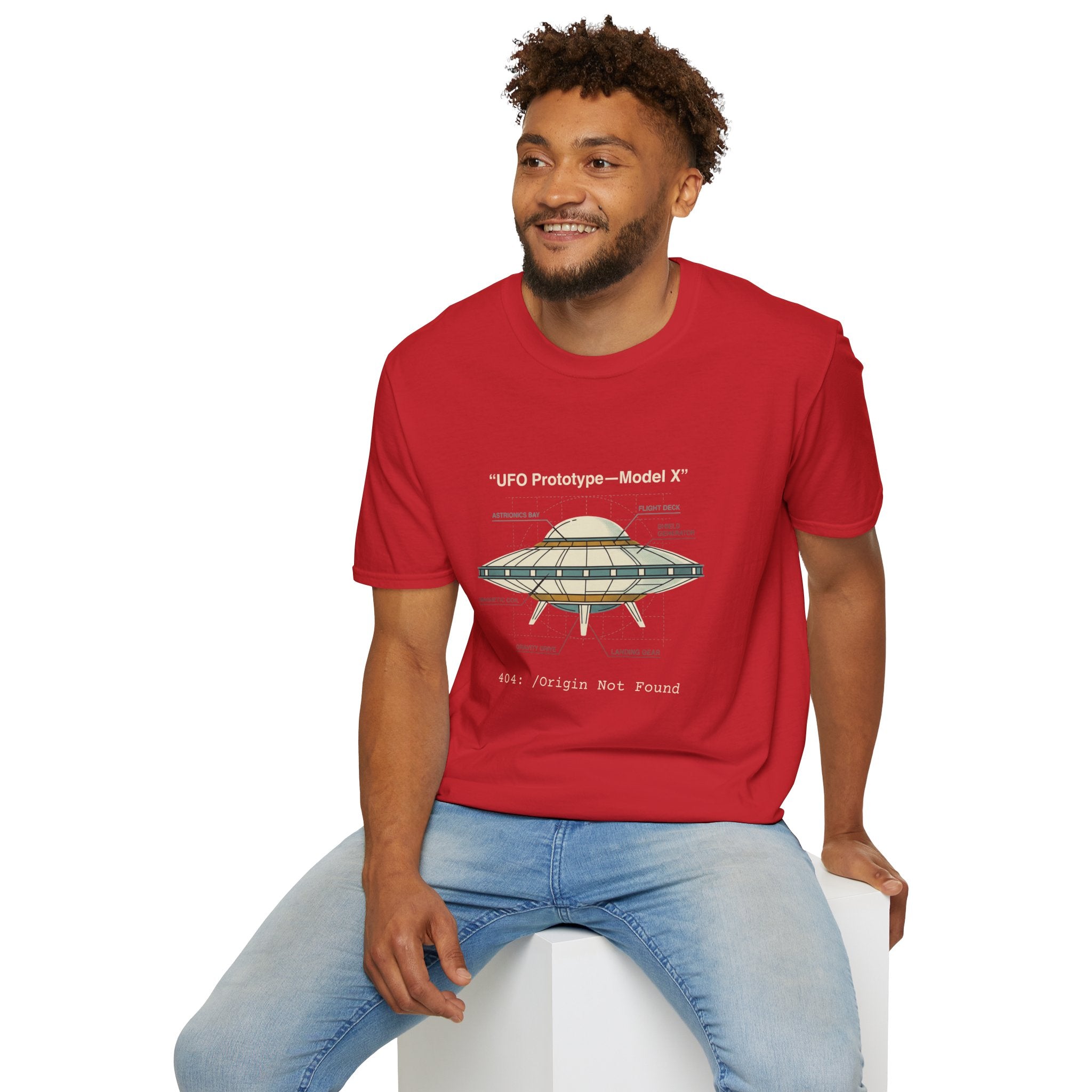 UFO Diagram Technical T-Shirt — Retro Schematic Alien Spaceship Tee