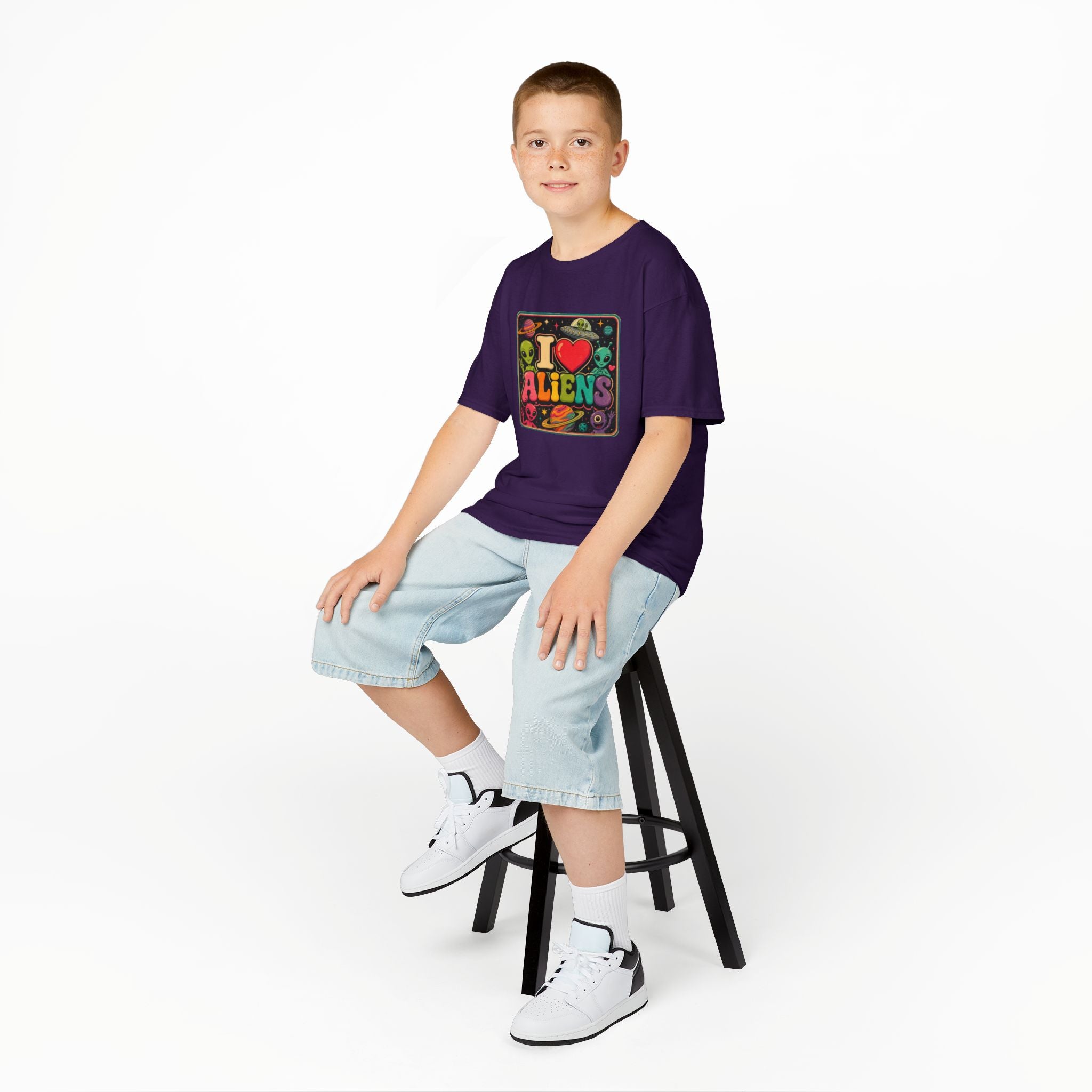 Kids "I  Aliens" Tee — Cute Neon Alien Graphic Shirt for Kids
