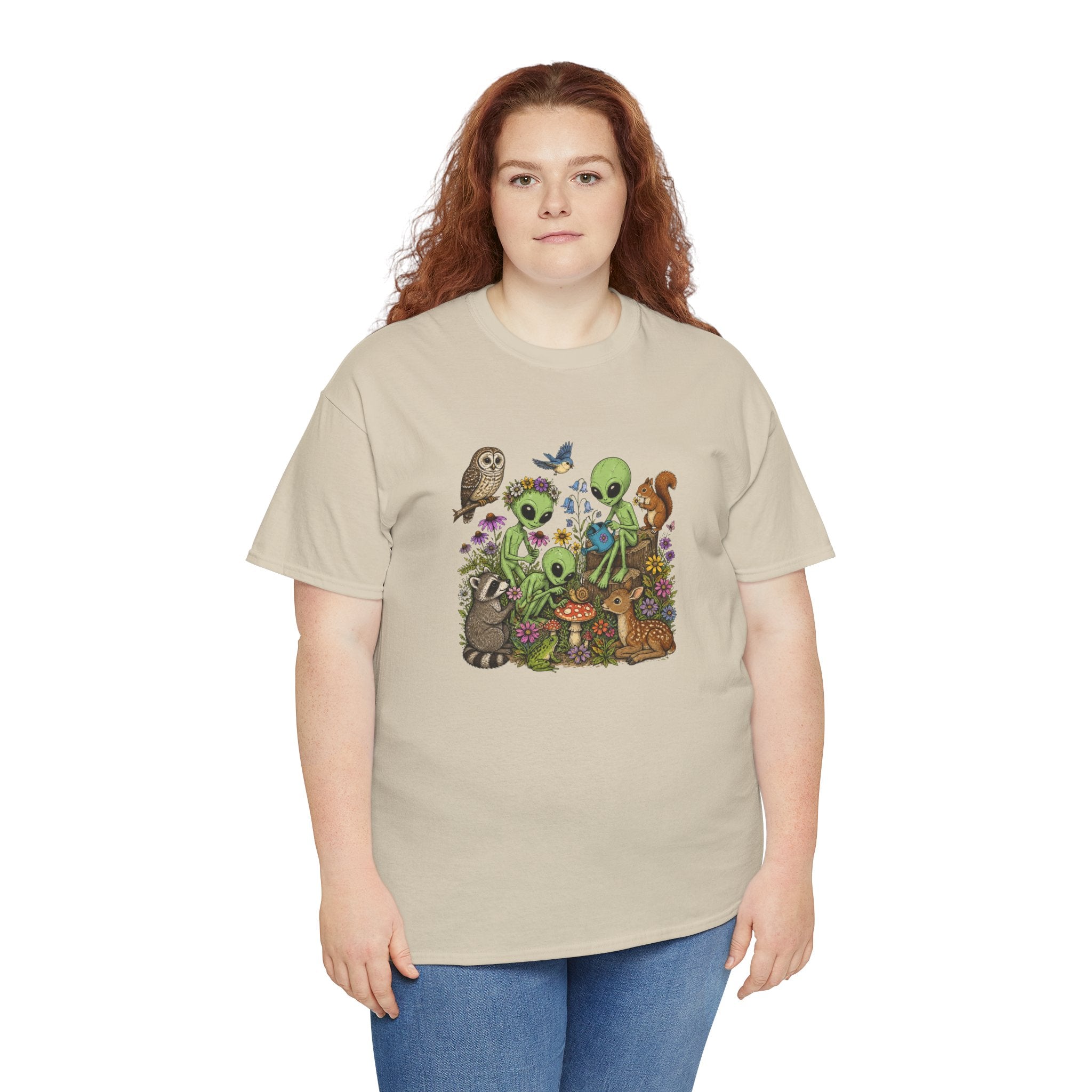 Alien Forest Friends T‑Shirt — Cute Alien & Woodland Animals Graphic Tee