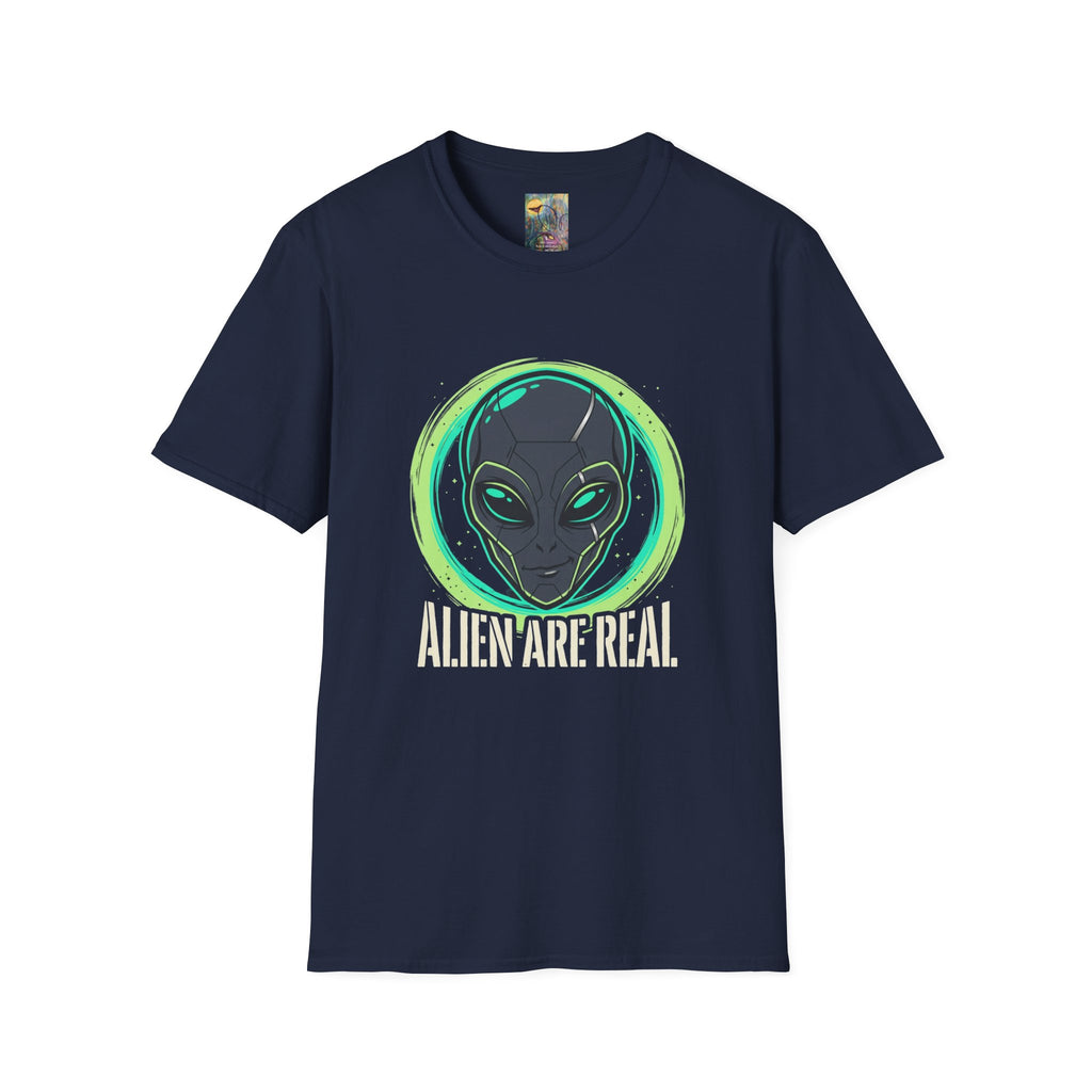 Alien Are Real T-Shirt — Neon Green Alien Face Graphic Tee
