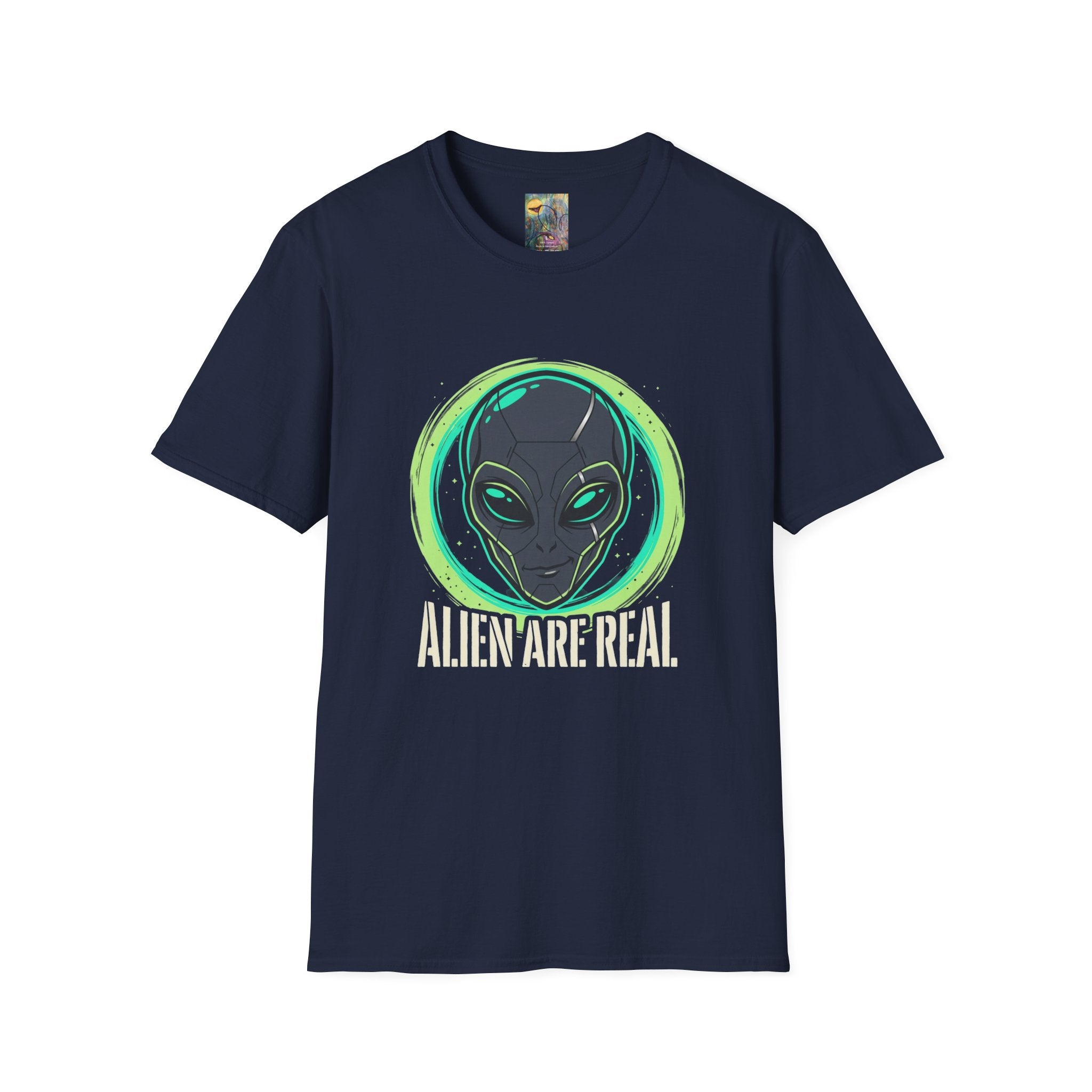 Alien Are Real T-Shirt — Neon Green Alien Face Graphic Tee