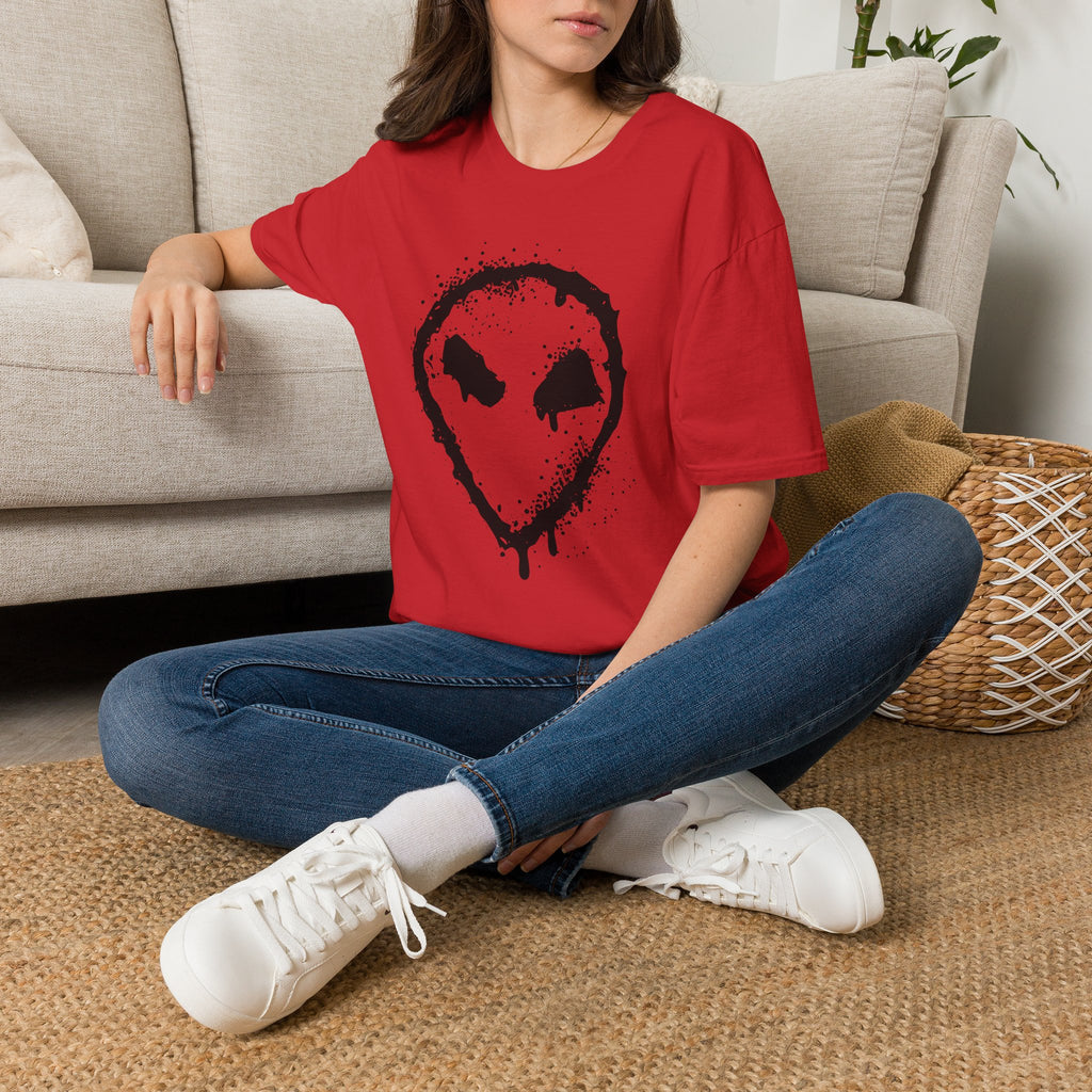 Alien Drip T‑Shirt — Grunge Splatter Alien Face Tee