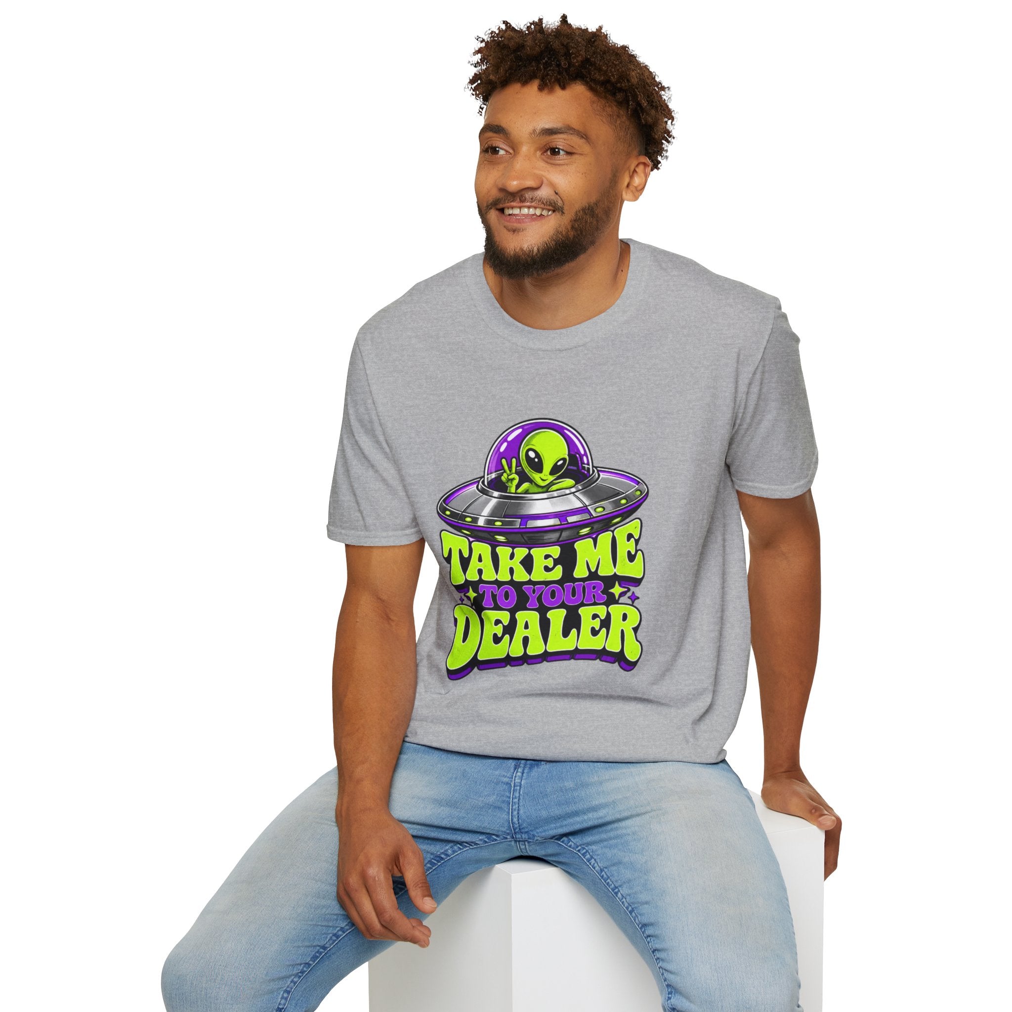 Alien UFO T‑Shirt — "Take Me to Your Dealer" Graphic Tee