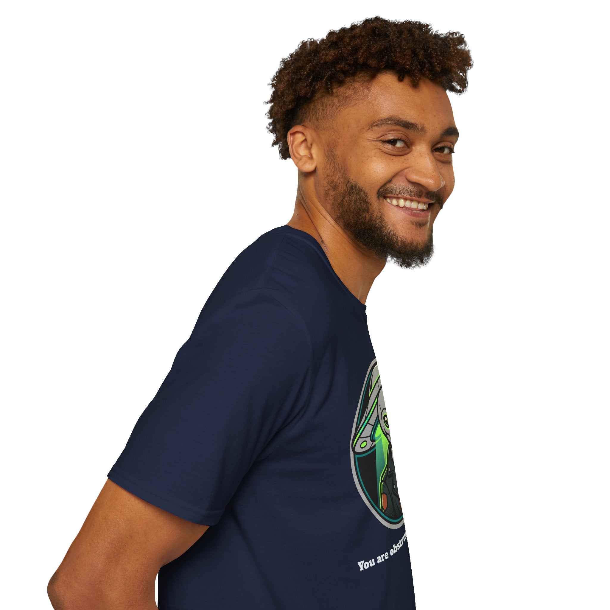 Alien UFO Graphic T-Shirt "You are blocking my trajectory" — Retro Green Extraterrestrial Design