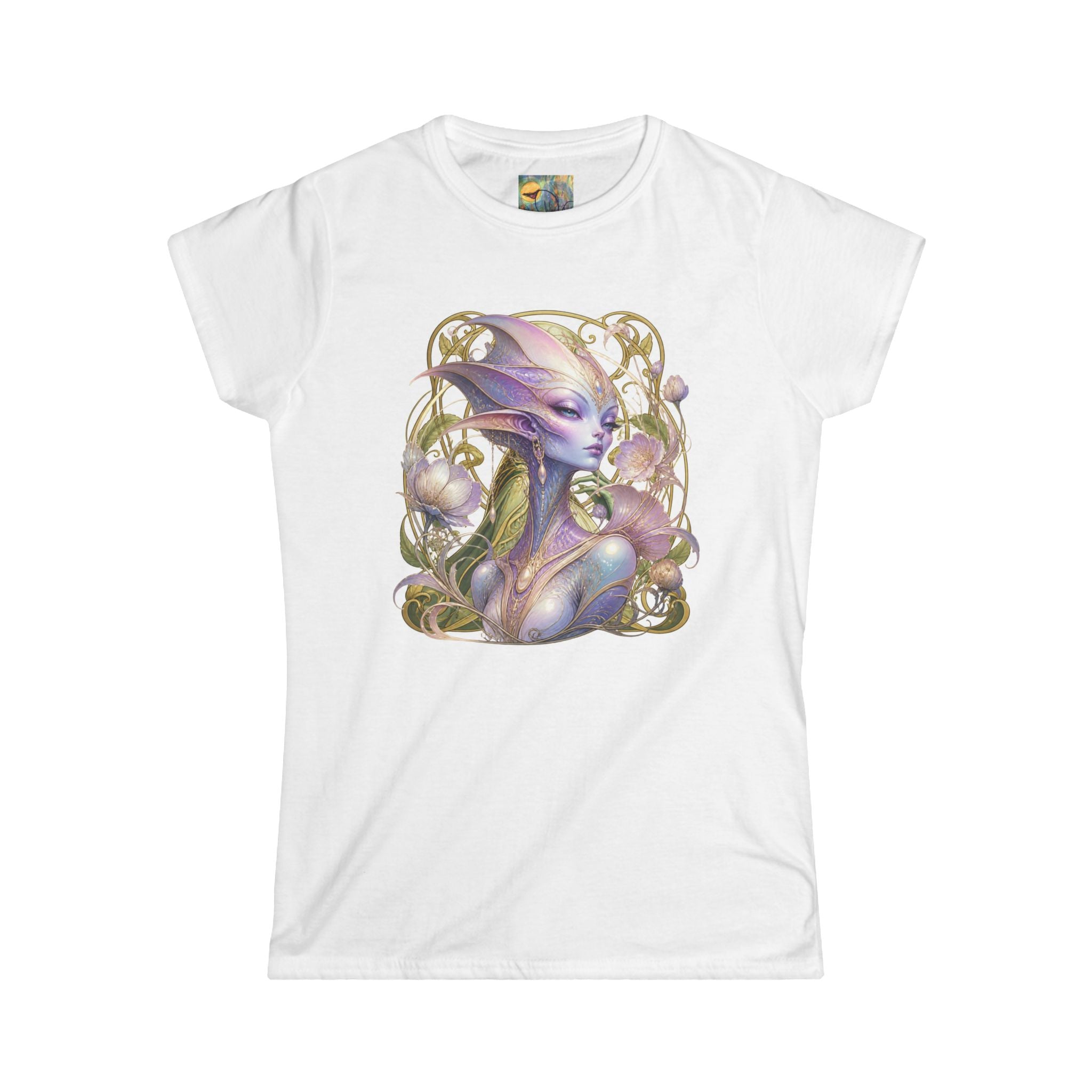Alien Muse Women's Tee — Pastel Fantasy Portrait Art Shirt