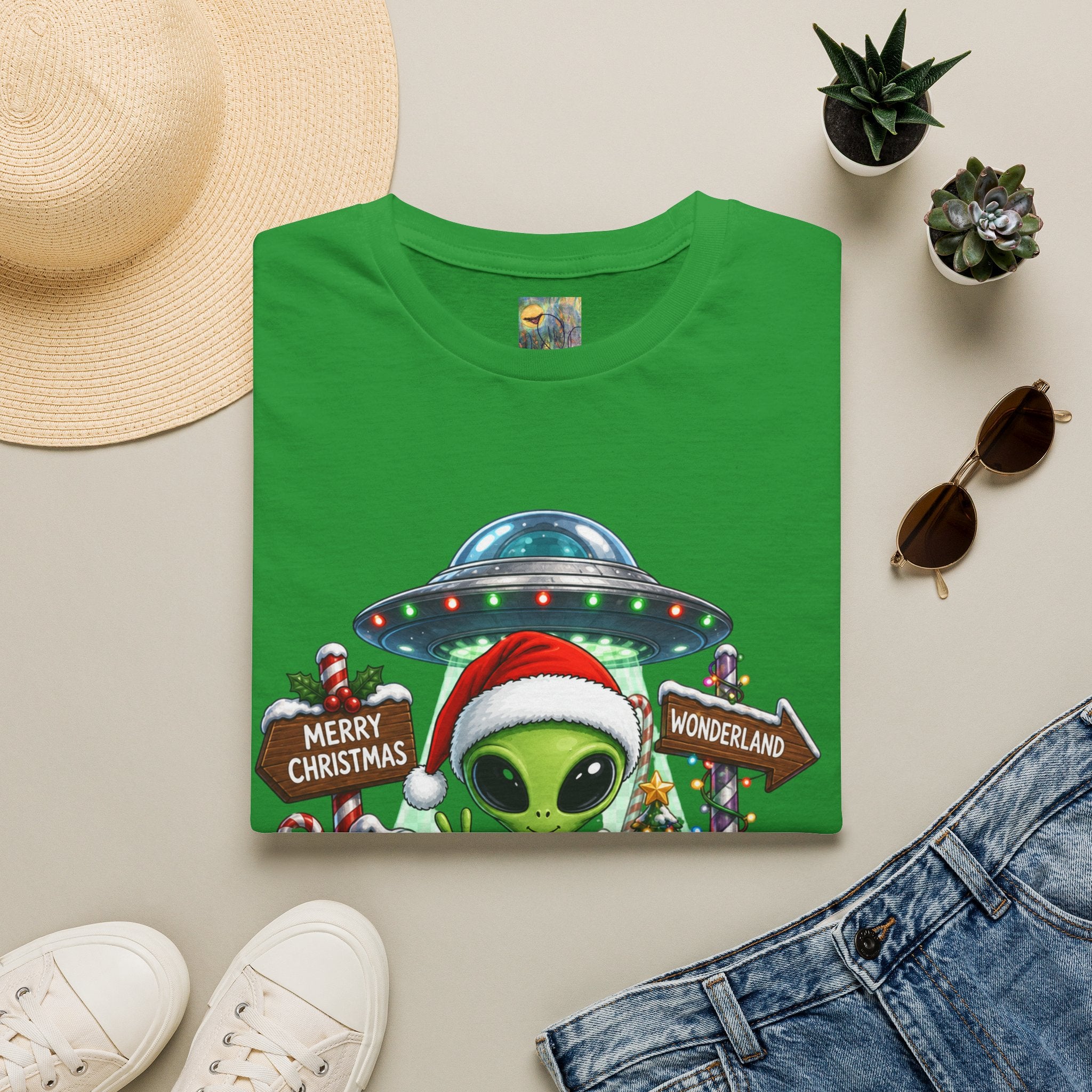 Alien Santa Christmas T-Shirt — "Merry Christmas Wonderland" Holiday Tee