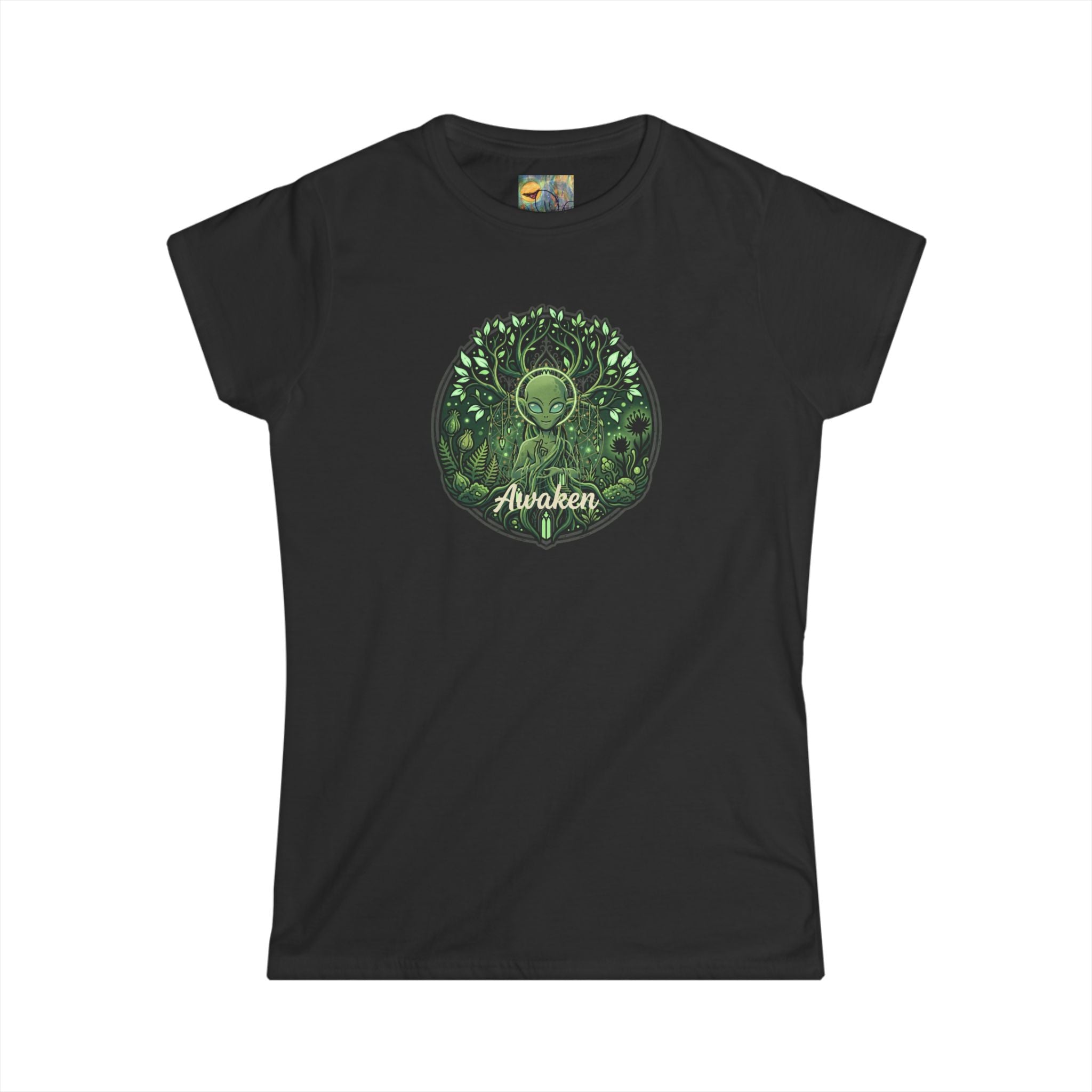 Awaken  Alien Forest Goddess Tee — Women's Nature Spiritual T‑Shirt