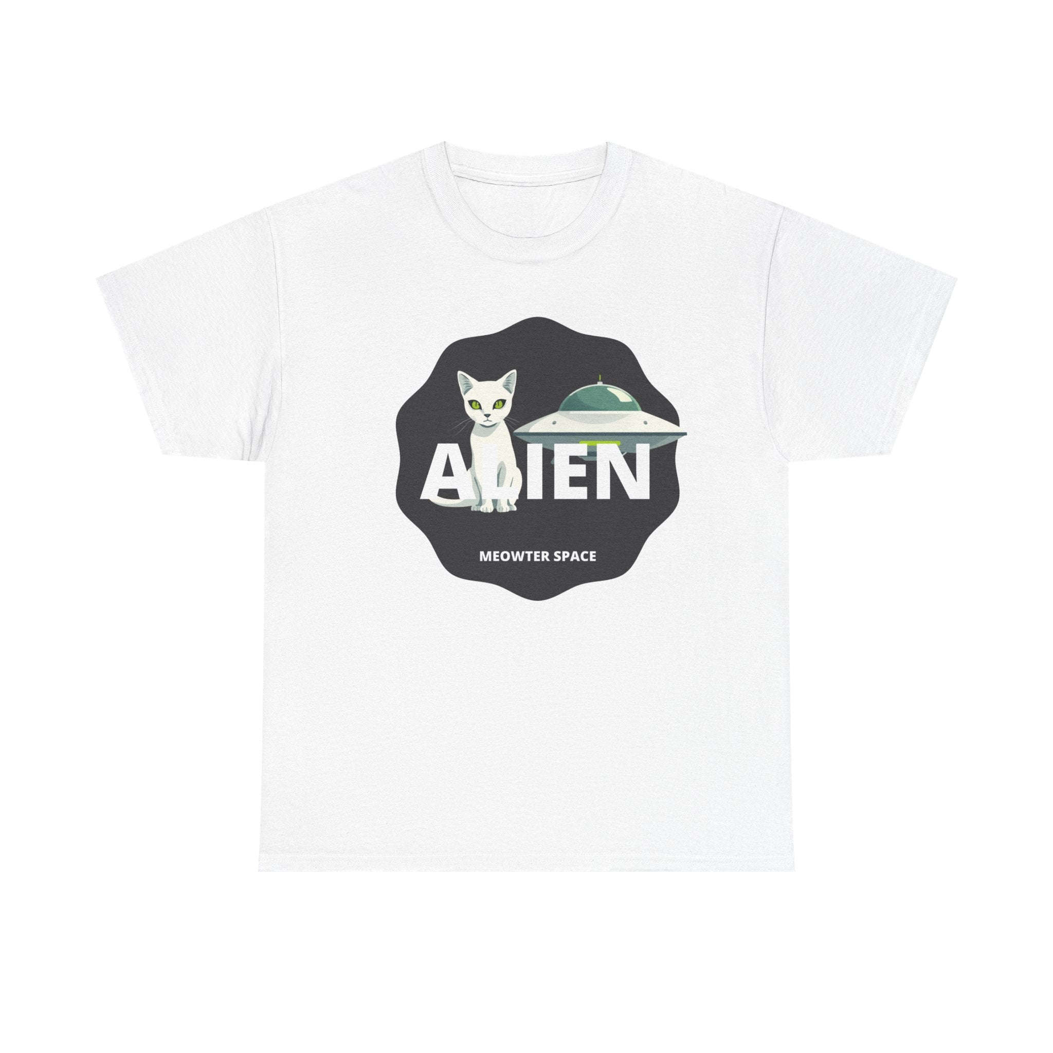 Alien Cat T-Shirt – "Meowter Space" UFO Graphic Tee
