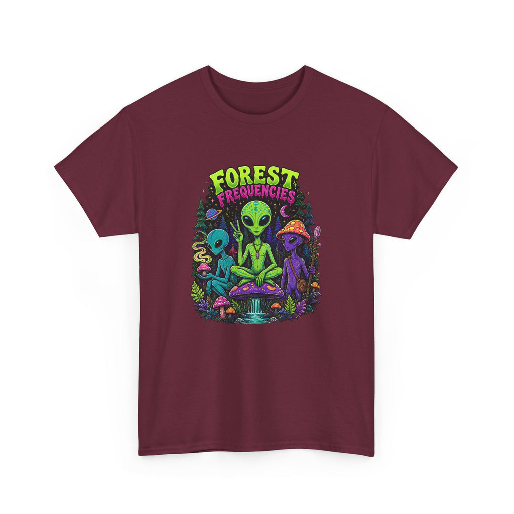 Forest Frequencies Alien T-Shirt — Psychedelic Mushroom Meditation Tee
