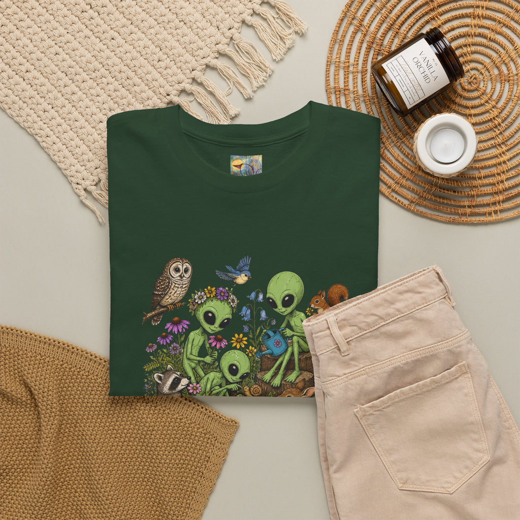 Alien Forest Friends T‑Shirt — Cute Alien & Woodland Animals Graphic Tee