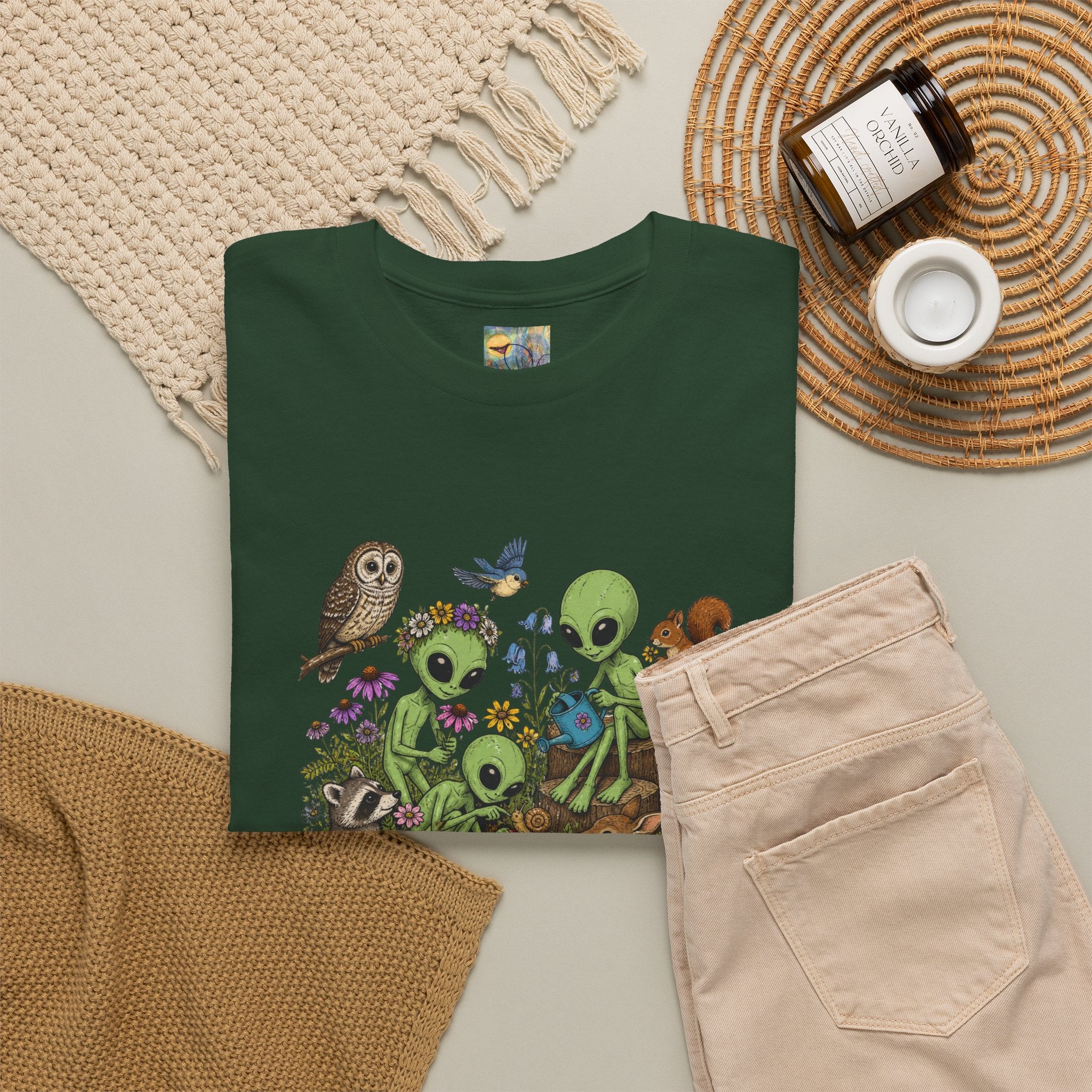 Alien Forest Friends T‑Shirt — Cute Alien & Woodland Animals Graphic Tee