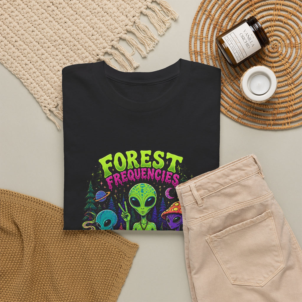 Forest Frequencies Alien T-Shirt — Psychedelic Mushroom Meditation Tee