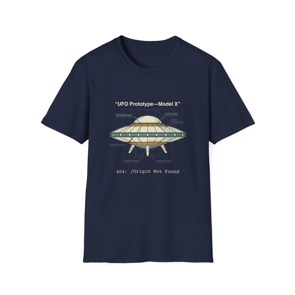 UFO Diagram Technical T-Shirt — Retro Schematic Alien Spaceship Tee