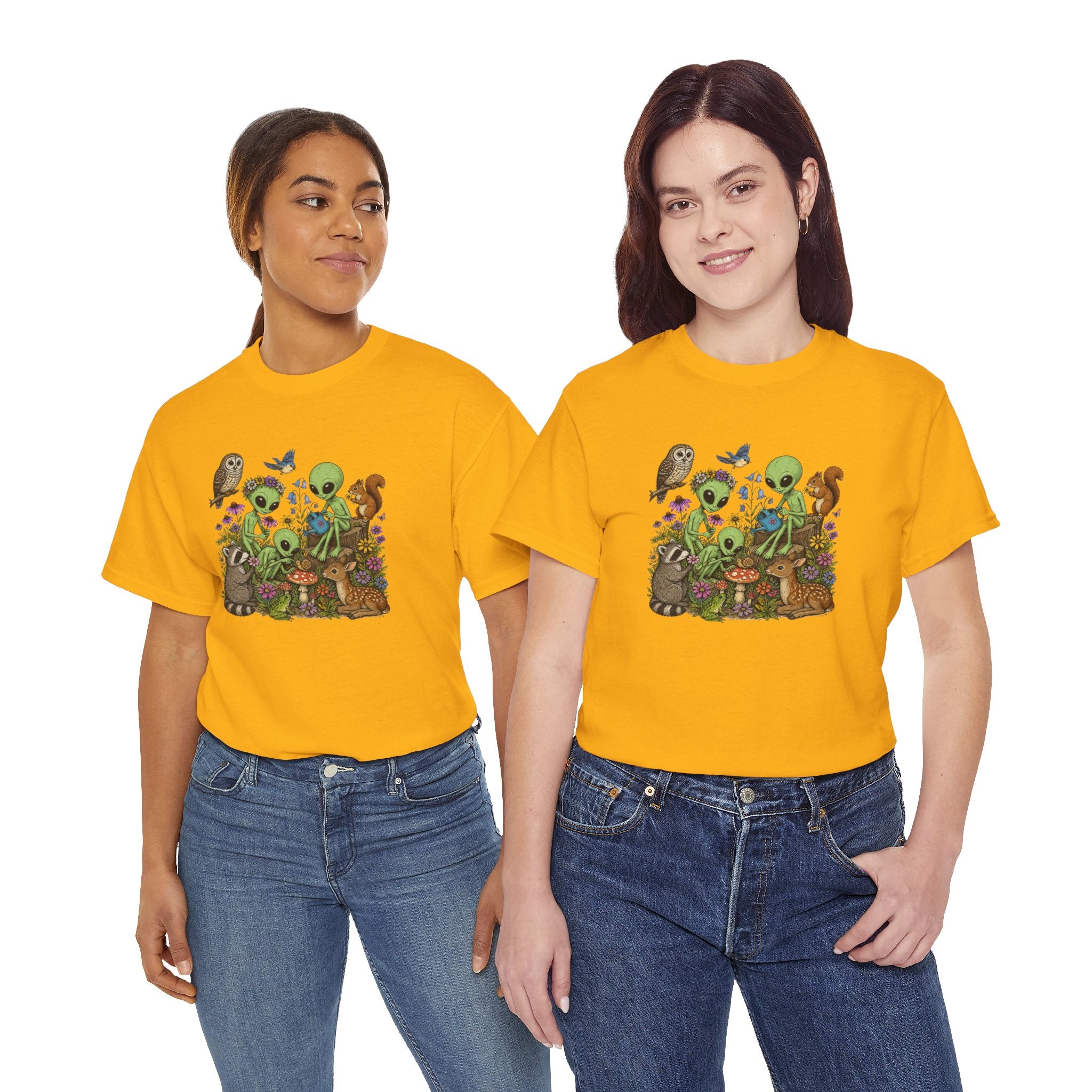 Alien Forest Friends T‑Shirt — Cute Alien & Woodland Animals Graphic Tee