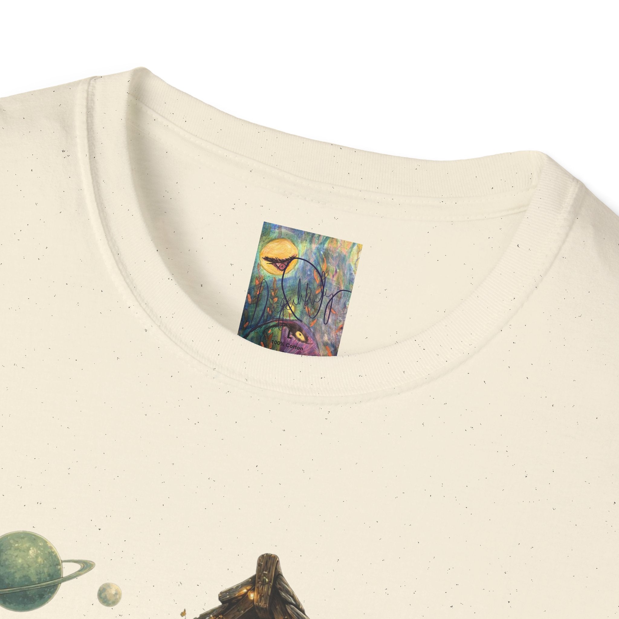 Alien Cottage T-Shirt — Whimsical Extraterrestrial Home Graphic
