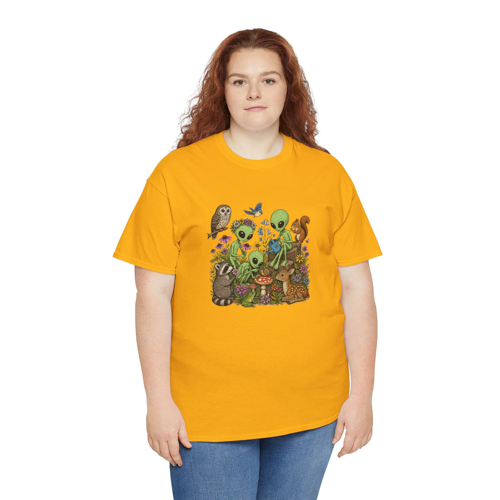 Alien Forest Friends T‑Shirt — Cute Alien & Woodland Animals Graphic Tee