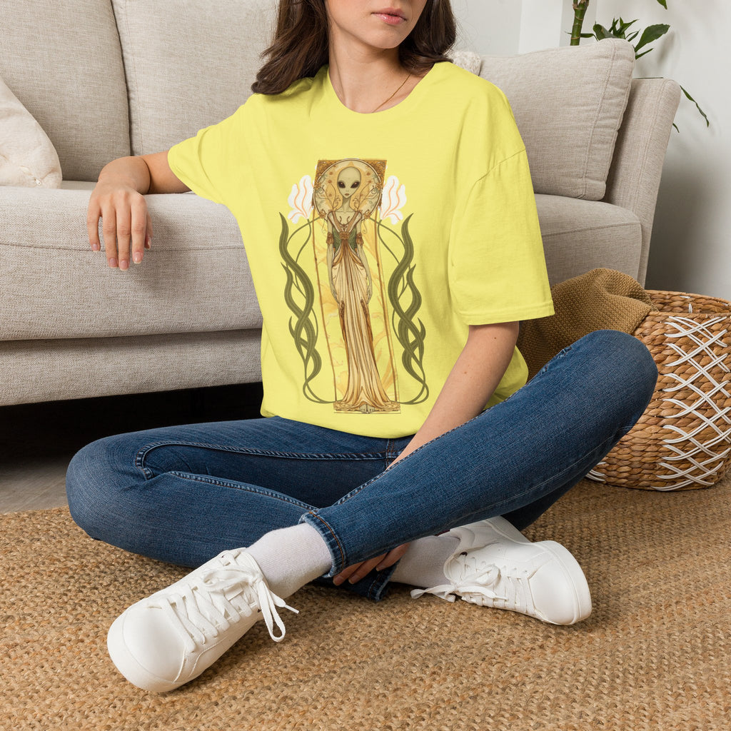 Alien Art Nouveau T-Shirt — 'Otherworldly Muse' Vintage-Style Extraterrestrial Tee