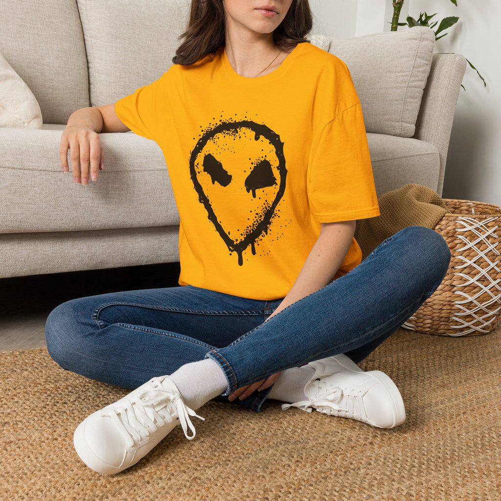 Alien Drip T‑Shirt — Grunge Splatter Alien Face Tee