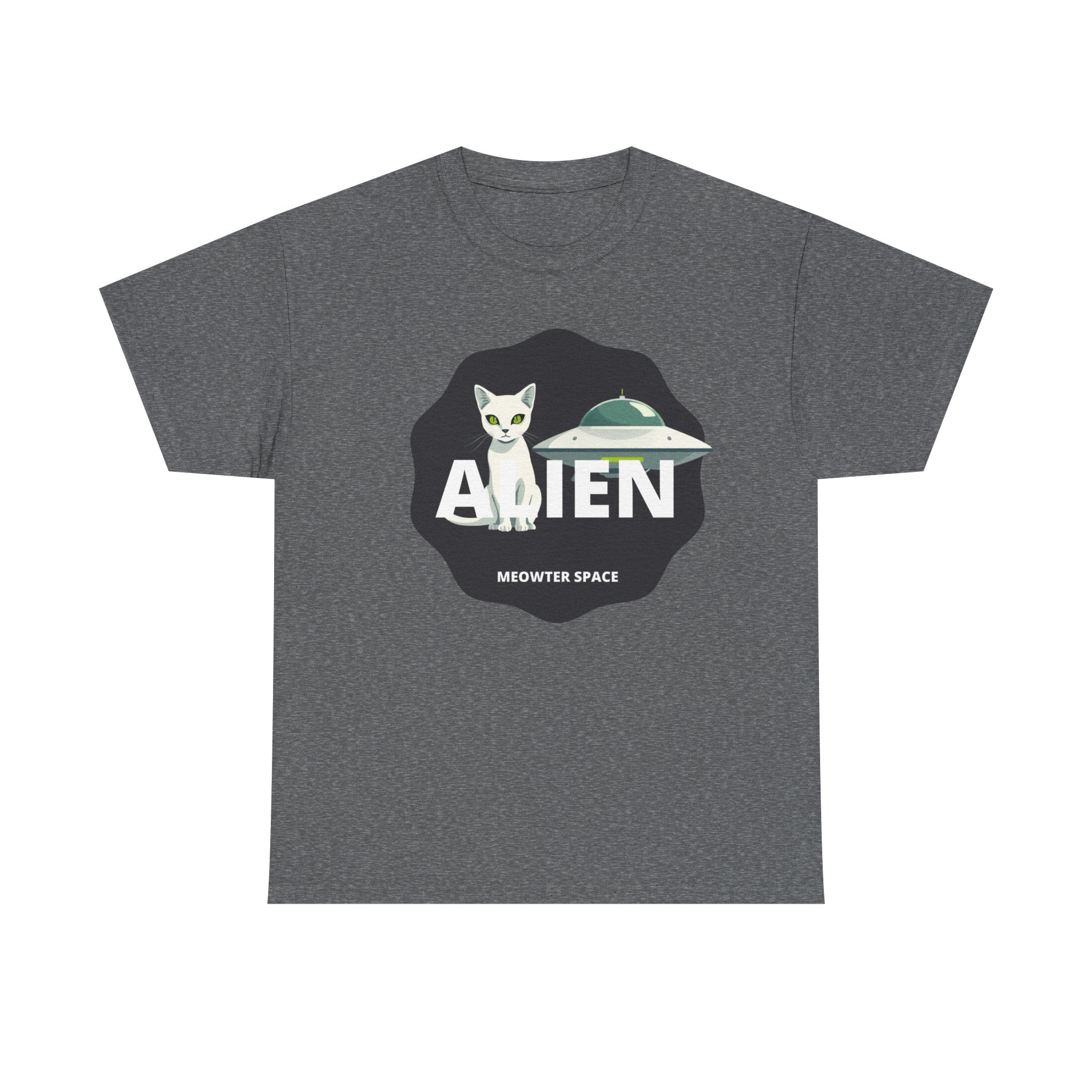 Alien Cat T-Shirt – "Meowter Space" UFO Graphic Tee