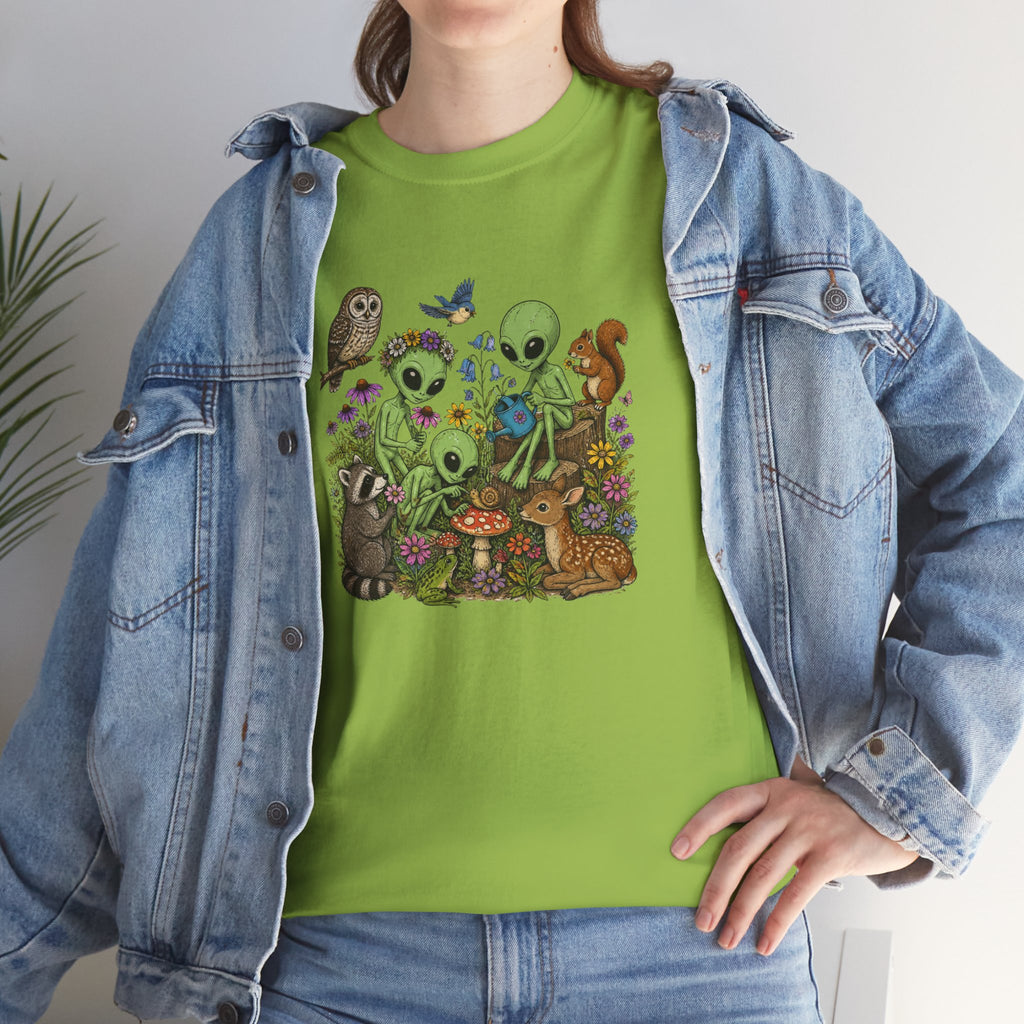 Alien Forest Friends T‑Shirt — Cute Alien & Woodland Animals Graphic Tee