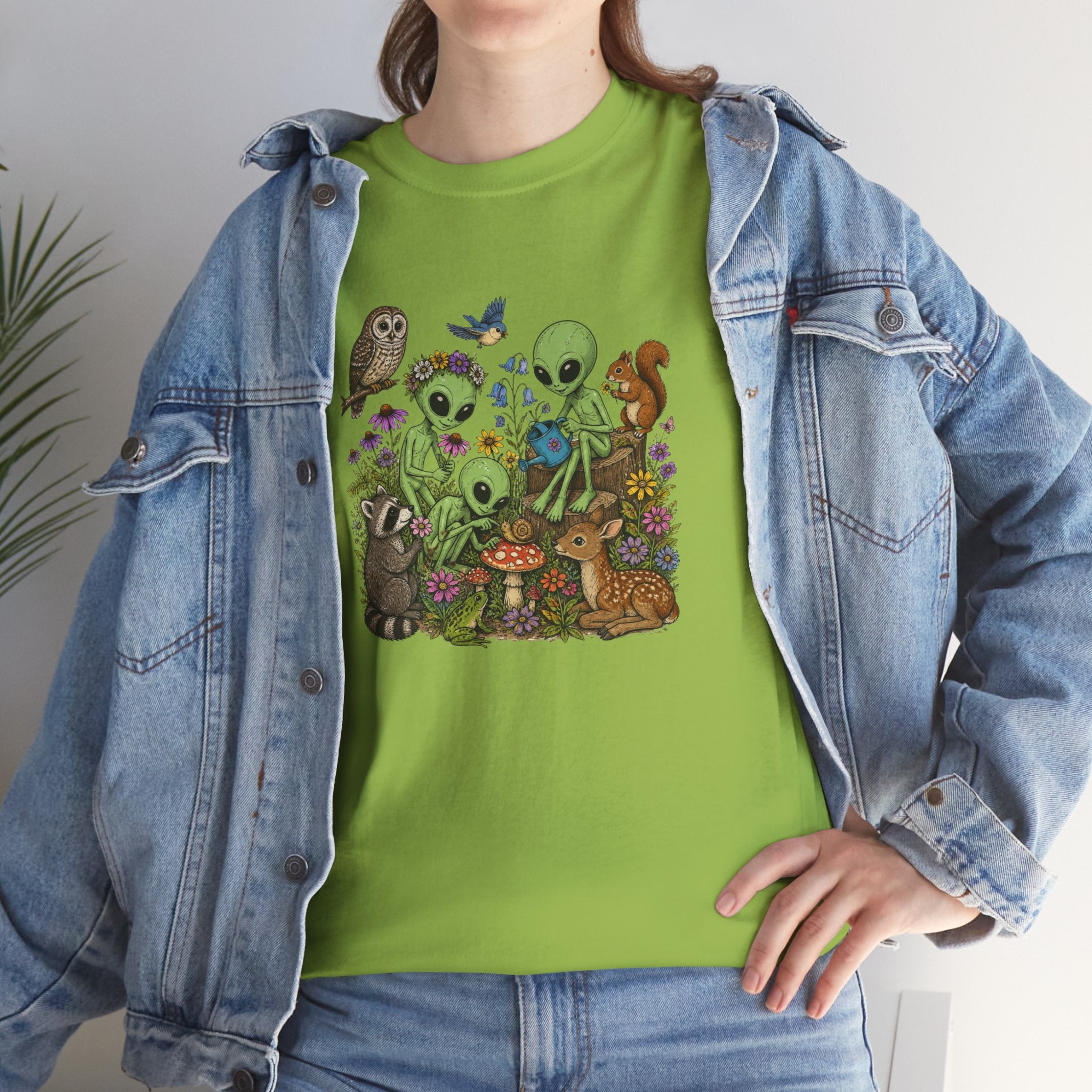 Alien Forest Friends T‑Shirt — Cute Alien & Woodland Animals Graphic Tee