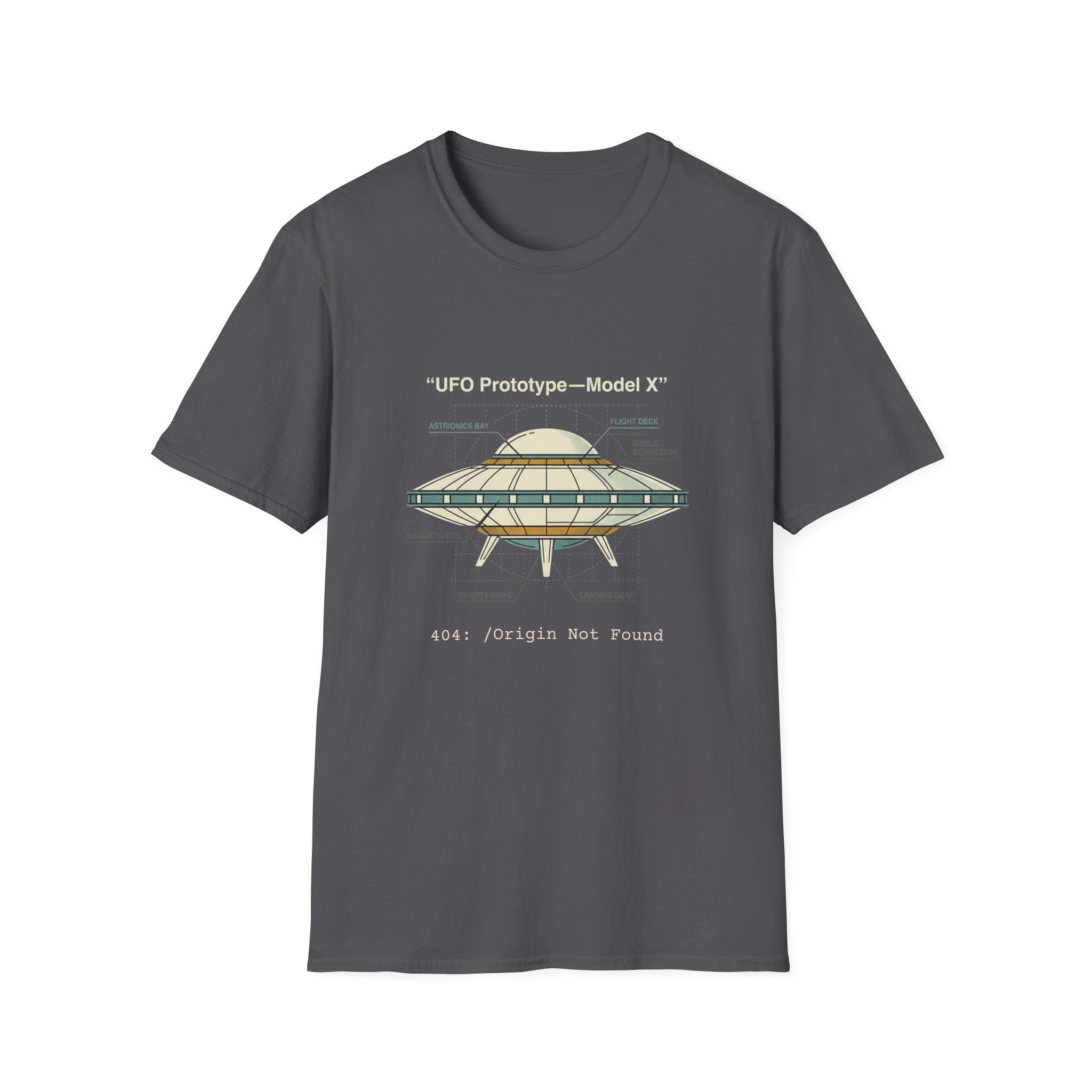 UFO Diagram Technical T-Shirt — Retro Schematic Alien Spaceship Tee