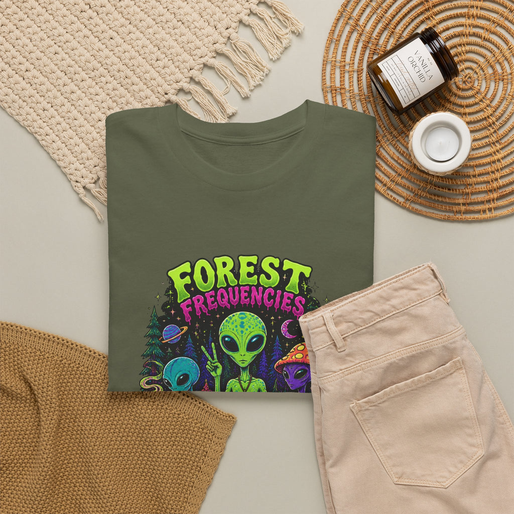 Forest Frequencies Alien T-Shirt — Psychedelic Mushroom Meditation Tee