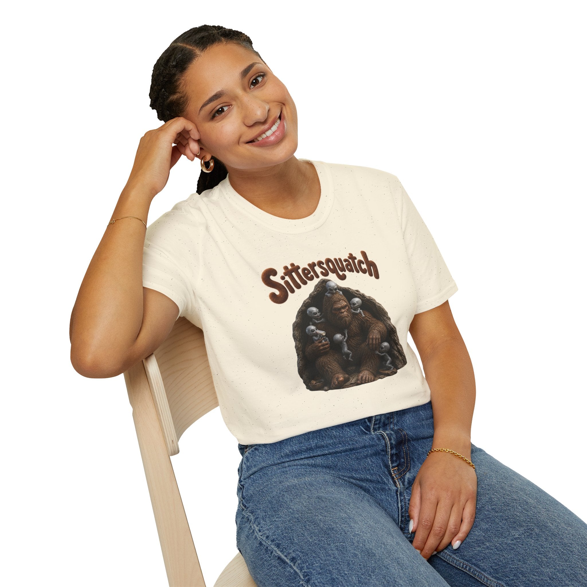 Sittersquatch T-Shirt — Retro Bigfoot Mom & Baby Graphic Tee