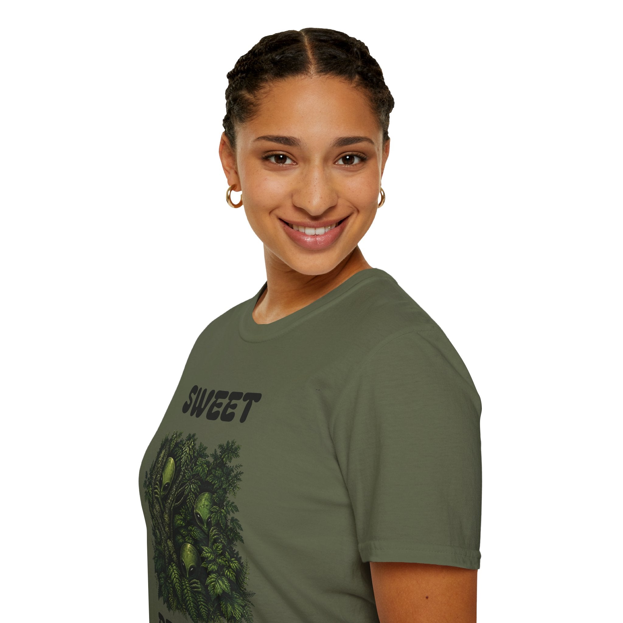 Sweet Dreams T-Shirt — Olive Alien Forest Graphic Tee