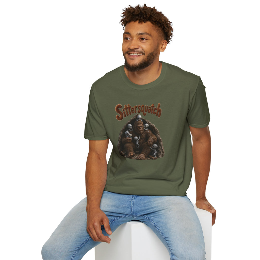 Sittersquatch T-Shirt — Retro Bigfoot Mom & Baby Graphic Tee