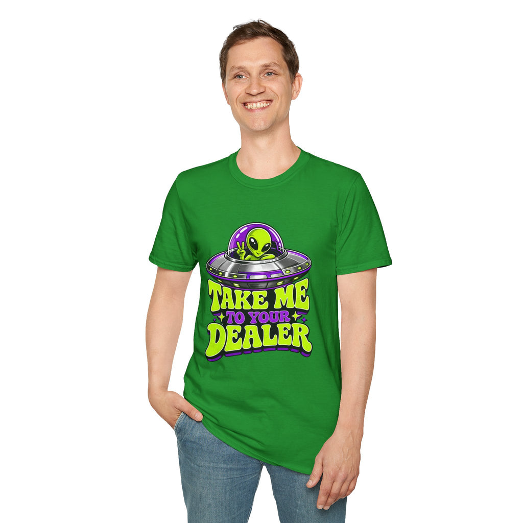 Alien UFO T‑Shirt — "Take Me to Your Dealer" Graphic Tee