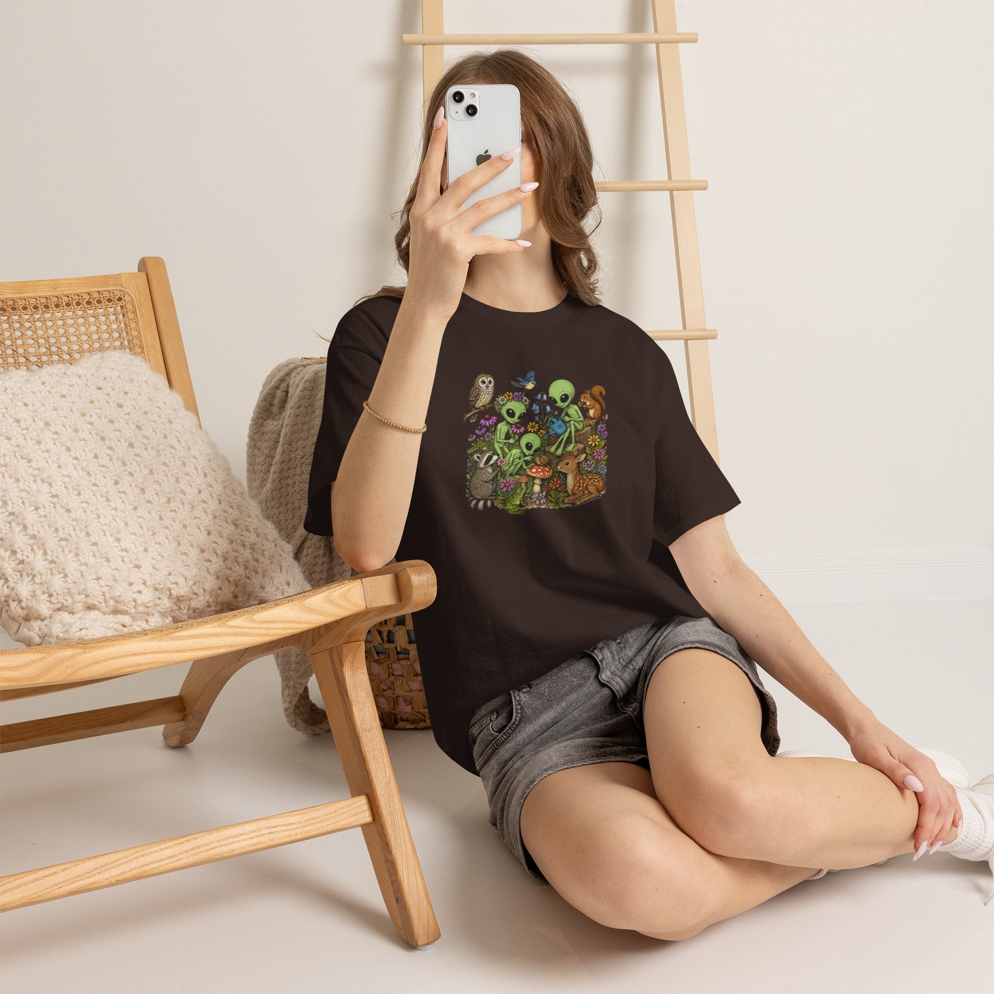 Alien Forest Friends T‑Shirt — Cute Alien & Woodland Animals Graphic Tee