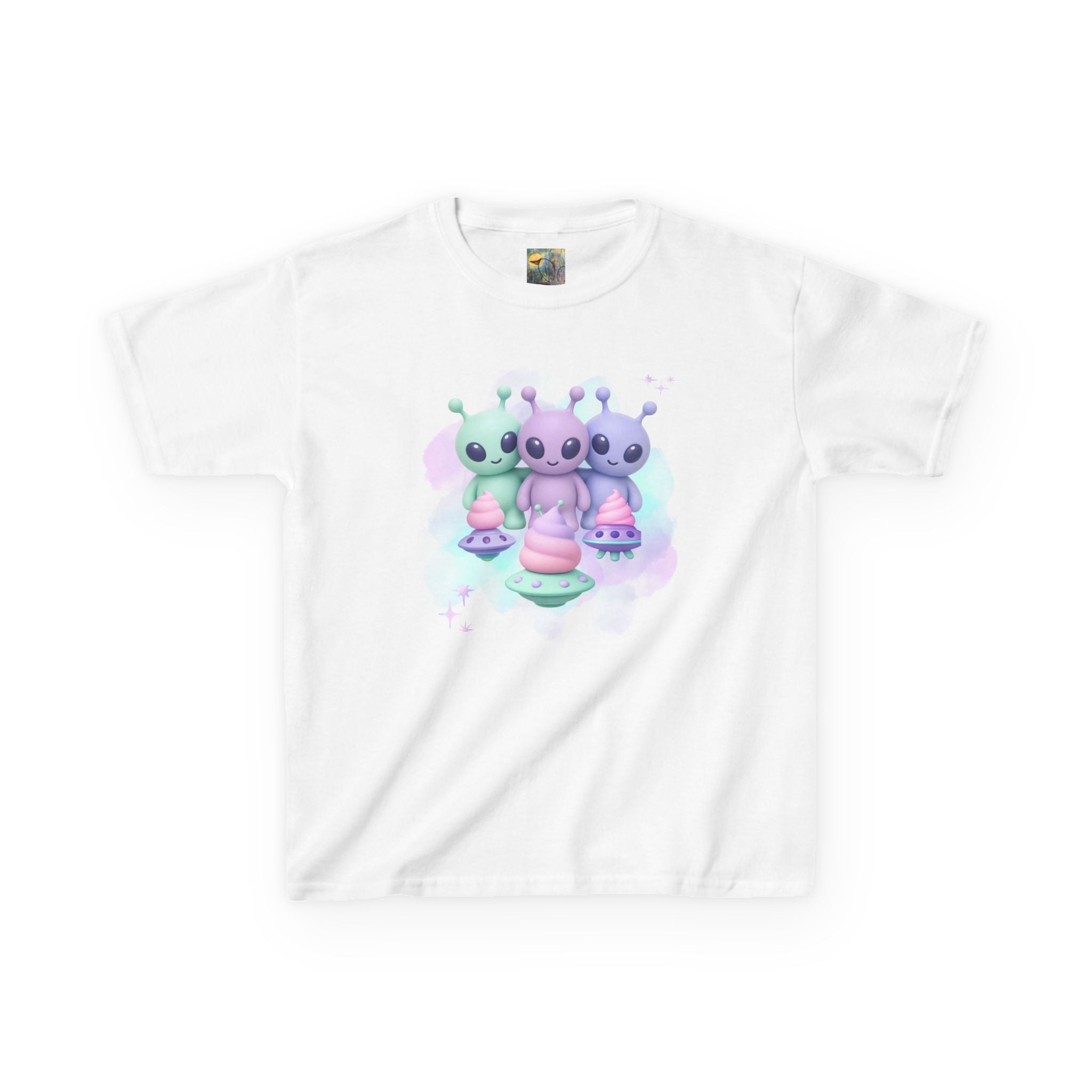 Cotton Candy UFO's Kids Alien Friends T‑Shirt — Cute Pastel UFO & Little Aliens Tee
