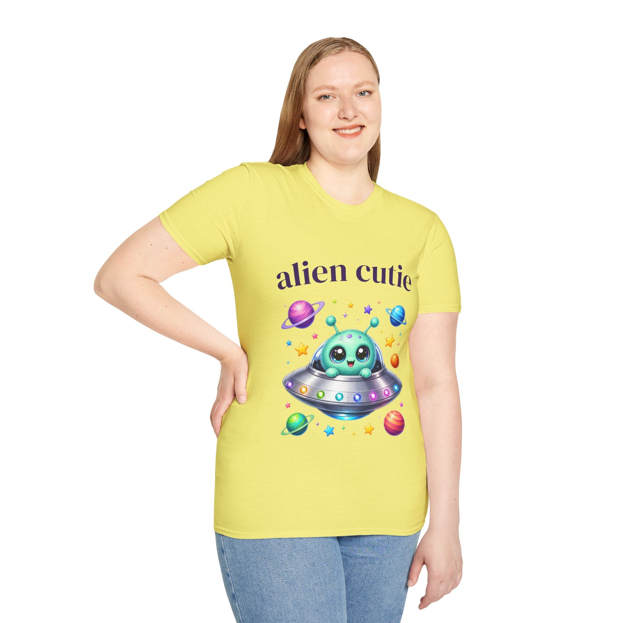 Alien Cutie T-Shirt — Cute Cartoon UFO & Planets Graphic Tee