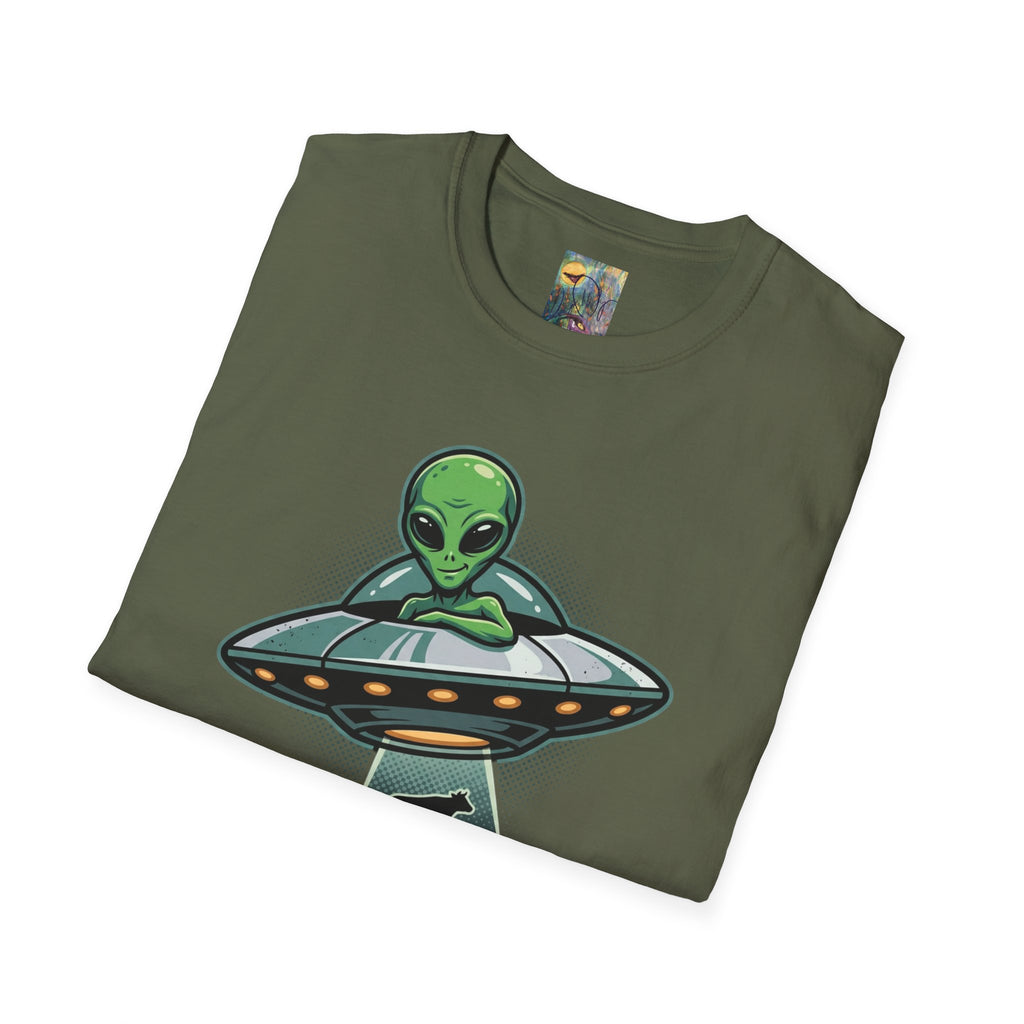 Alien UFO T-Shirt — Cute Green Alien Abduction Graphic Tee