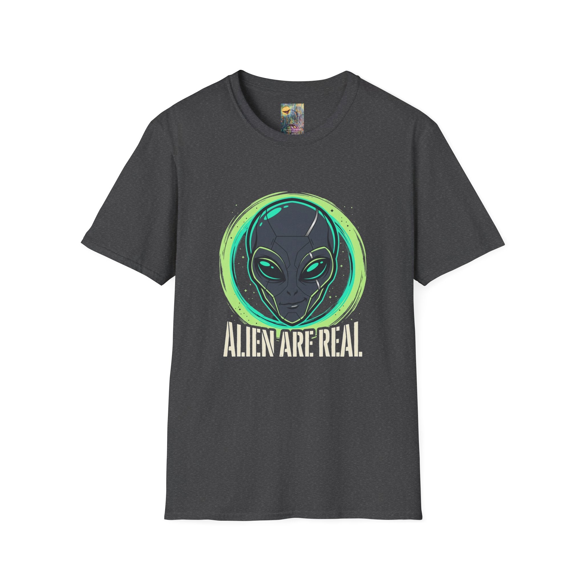 Alien Are Real T-Shirt — Neon Green Alien Face Graphic Tee