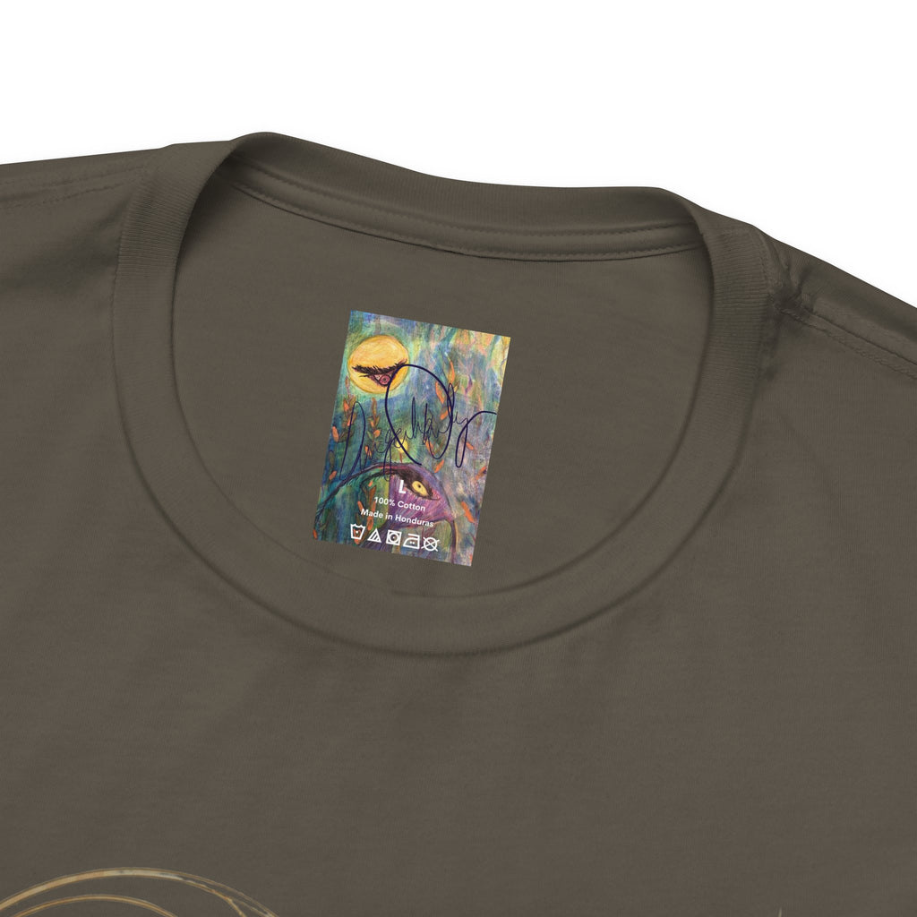 Alien Art Noveau Embrace T-Shirt — Mystical Green Alien Graphic Tee for Sci‑Fi Fans