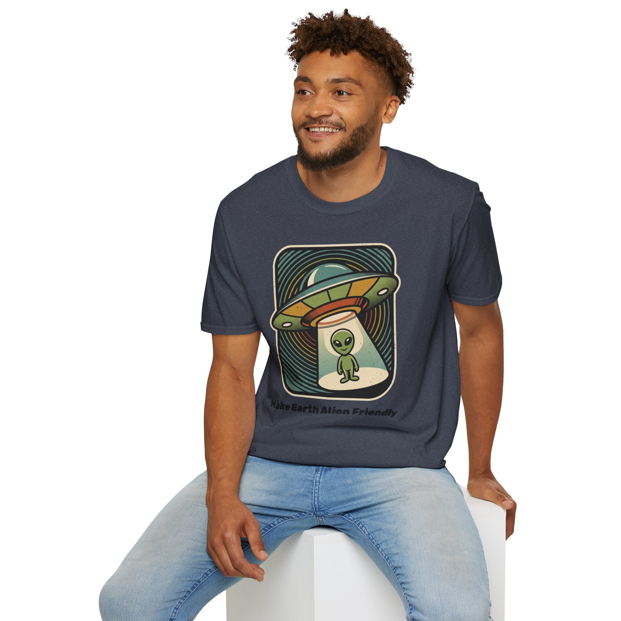 Alien Abduction T-Shirt — 'Help Me' Retro UFO Graphic Tee