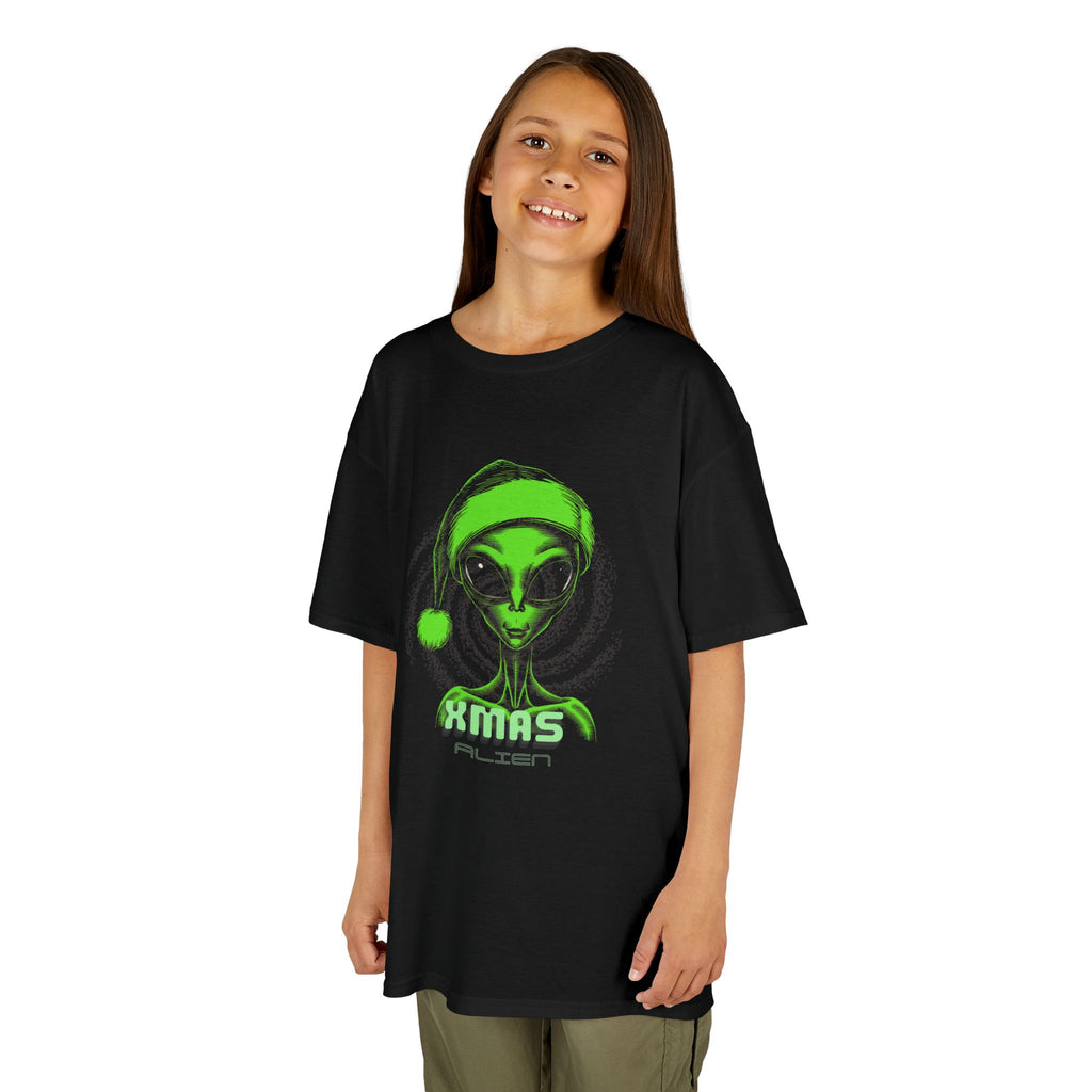Kids T‑Shirt — Neon Alien Christmas Design ("XMAS")